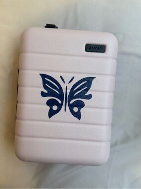 Away Travel Blush Pink Mini Suitcase with Butterfly toiletry case accessories